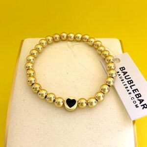BaubleBar Gold Bracelet with Black Heart Charm